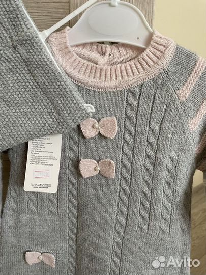 Триконажный вязаный костюм на девочку 68,74