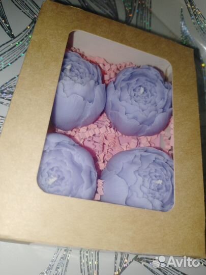 Свеча пион 4шт набор