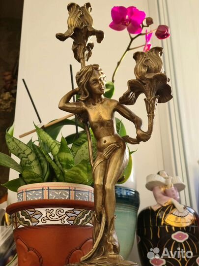 Подсвечник на 2 свечи. Бронза