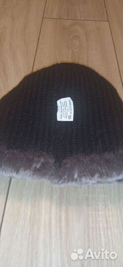 Шапка женская 52-56р коричнево-белая пушистая иск