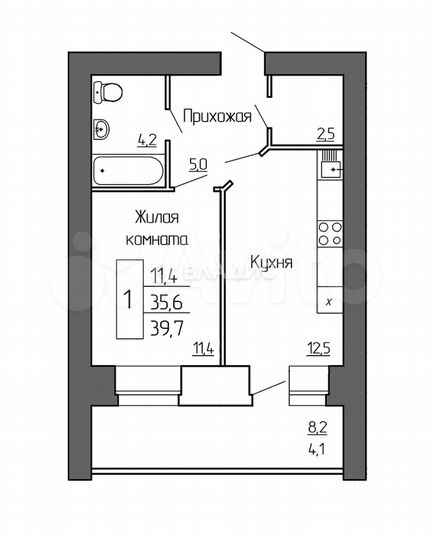 1-к. квартира, 39,7 м², 3/8 эт.