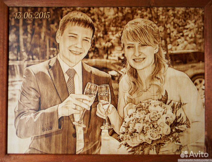 Выжигание портретов и картин по фото на дереве