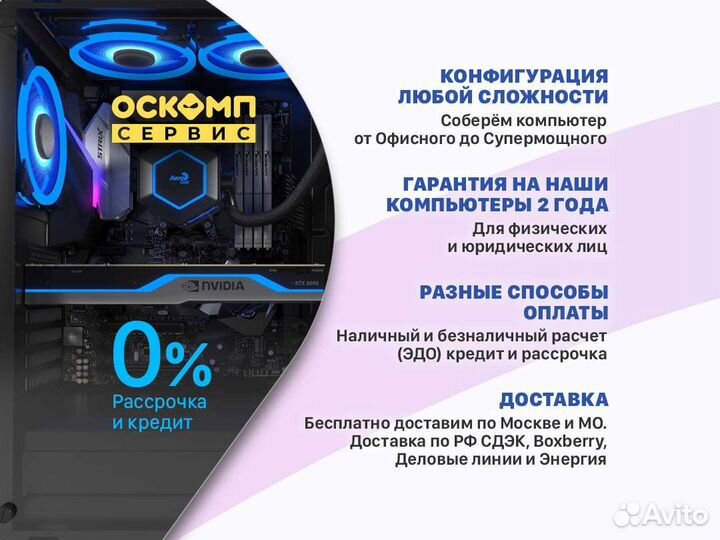 Компьютер для игр intel core i9 RTX 3060Ti/4070Ti