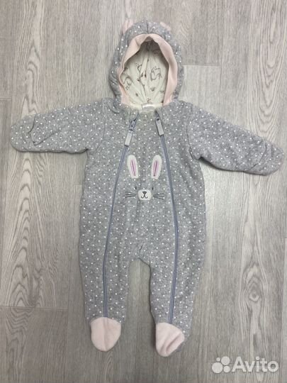 Велюровый утепленный комбинезон размер 56, 68, 74