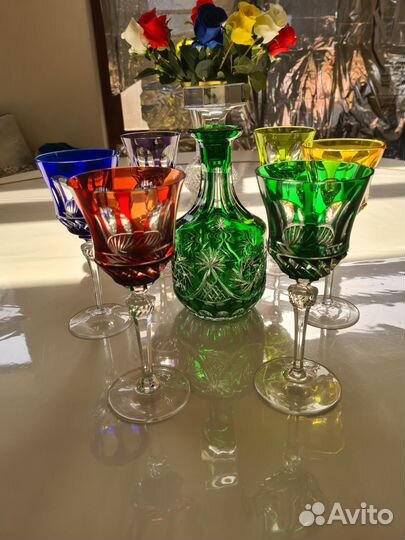 Фужеры хрустальные немецкие цветные