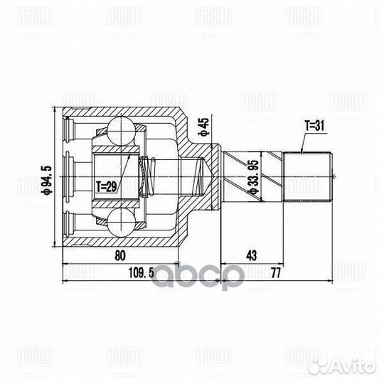 ШРУС для а/м Fiat Ducato 244 (02) 2.3JTD (внутр