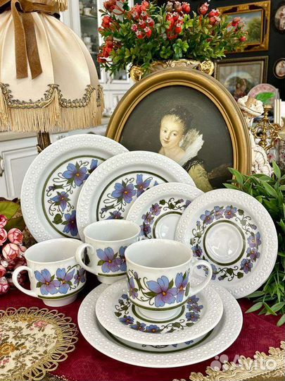 Винтаж кофейное трио Фиалки Scherzer Bavaria