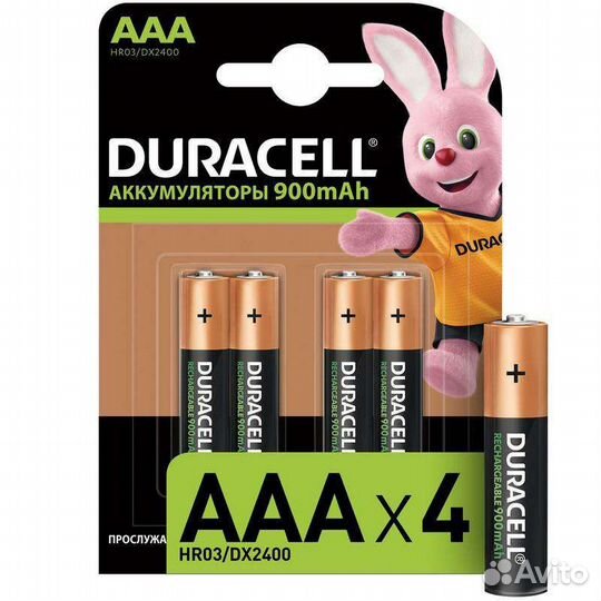Аккумулятор AAA 900 мАч Duracell 4 шт. в уп Ni-Mh