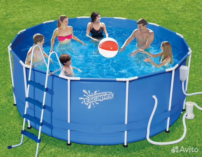 Бассейн каркасный 366х132 см синий комплект VIP