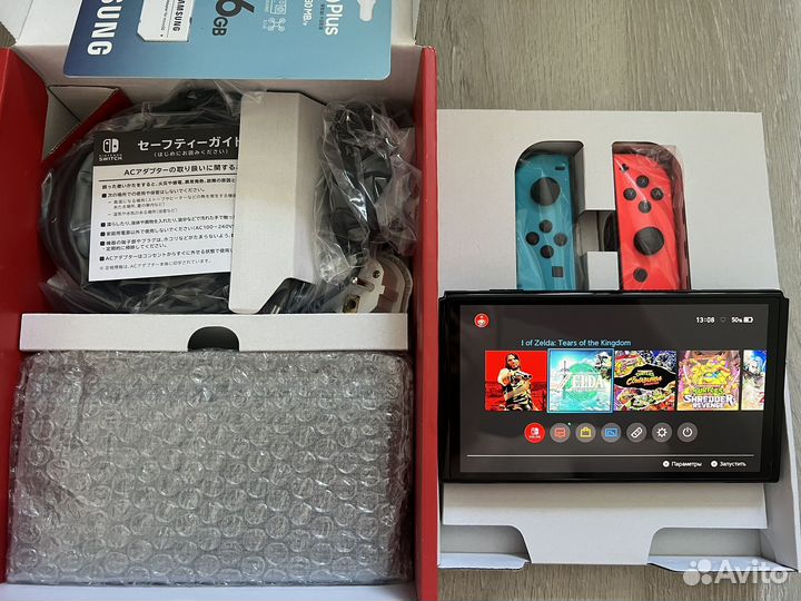 Прошитый Nintendo Switch Oled Red 256 gb 38 игр