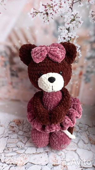 Вязаная игрушка мишка мягкая игрушка медведь плюш