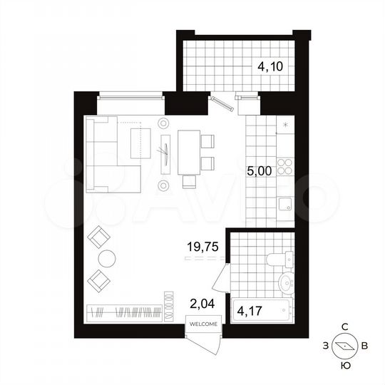 1-к. квартира, 31,2 м², 3/4 эт.