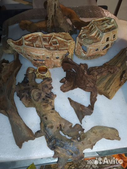 Корабль, коряги, декор для аквариума