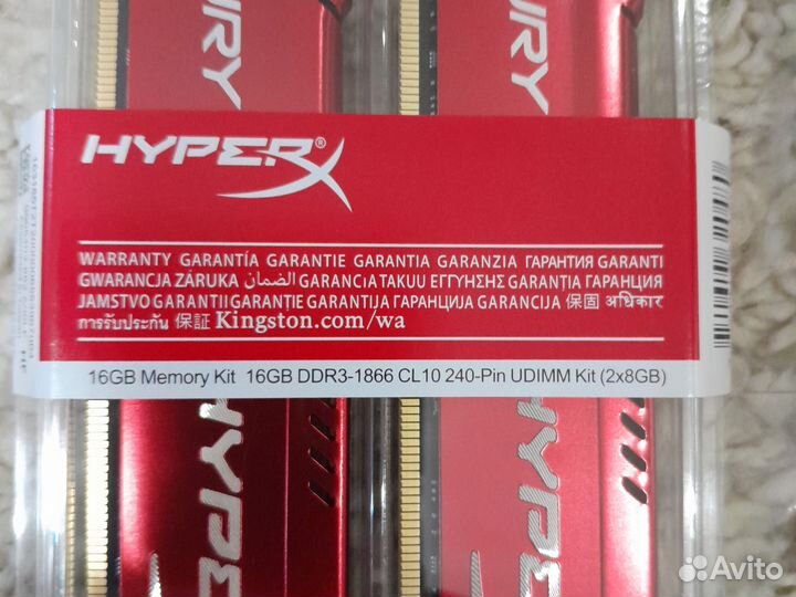 Fury hyperX ddr3 kit 2шт.по8gb 16gb 1866