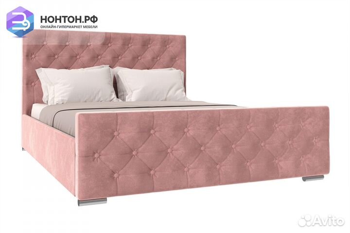 Кровать Мишель велюр розовый
