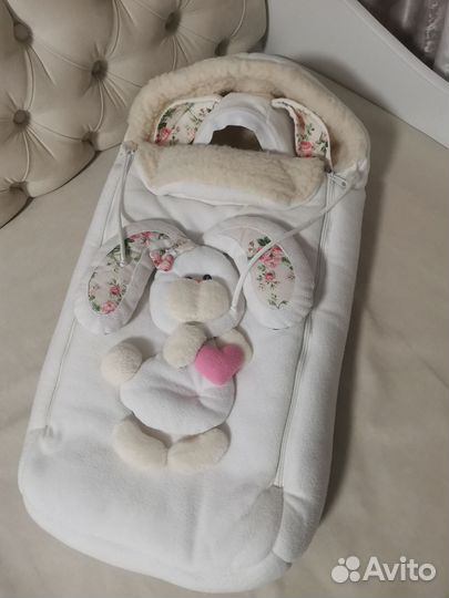 Зимний конверт в коляску овчина, шапка, комбинезон