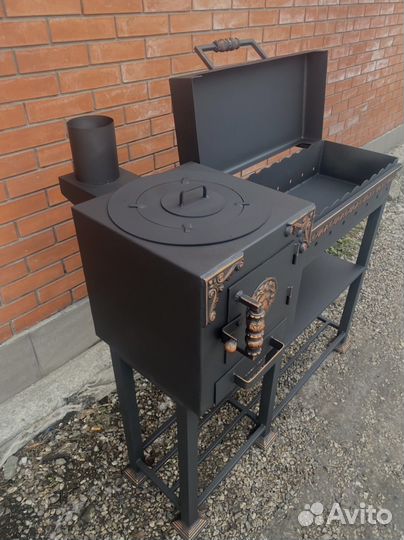 Мангал с печью под казан 3 мм