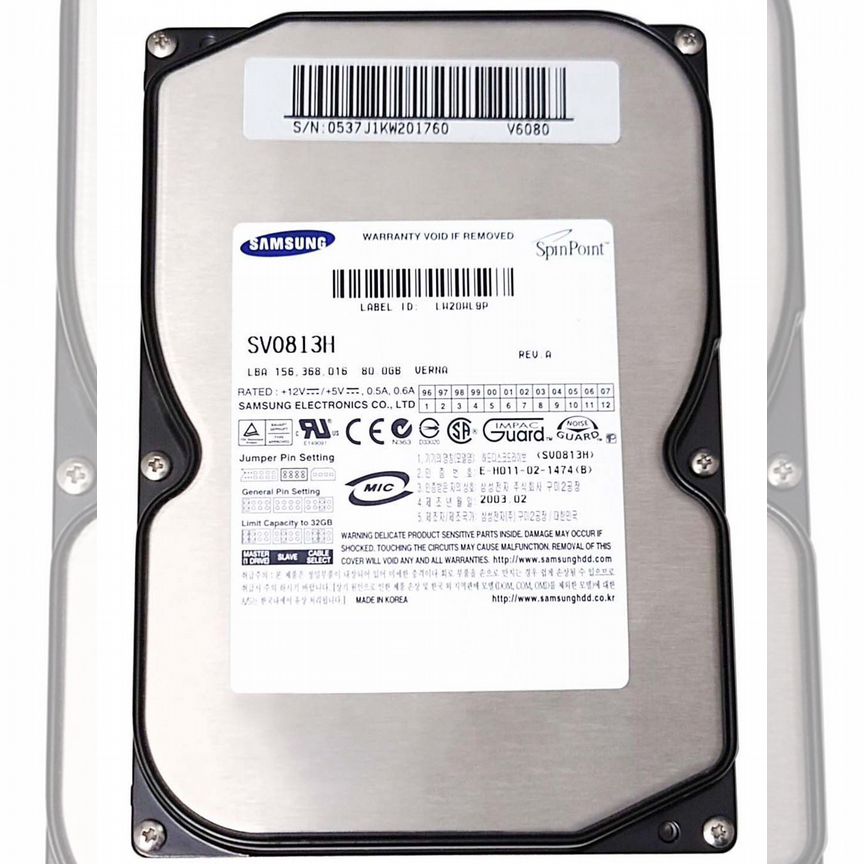 [SV0813H] Жесткий Диск Samsung 80gb Ide 3.5" Hdd Sv0813h