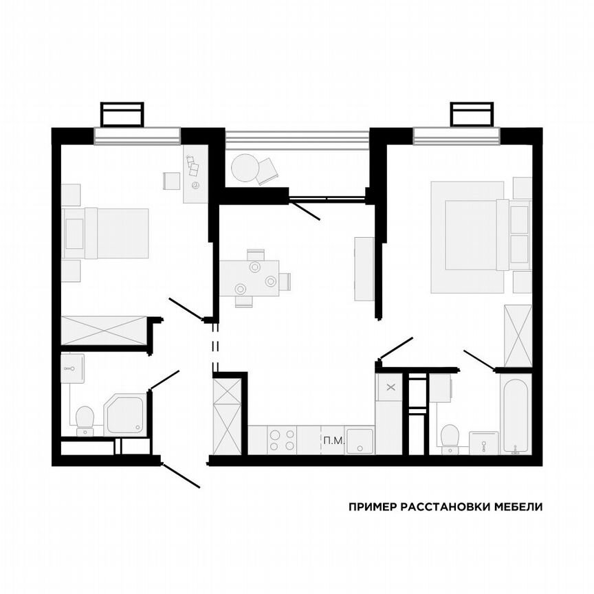 2-к. квартира, 58,9 м², 4/9 эт.