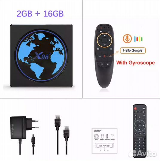Тв приставка X98 mini 2/16+ аэропульт G10s