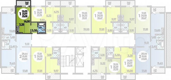 Квартира-студия, 25,1 м², 7/18 эт.