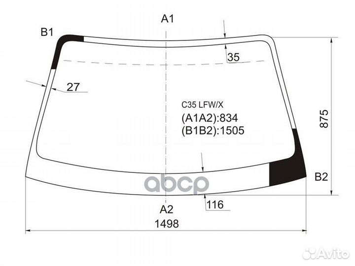 Стекло лобовое nissan laurel 97-02 C35 LFW/X XYG