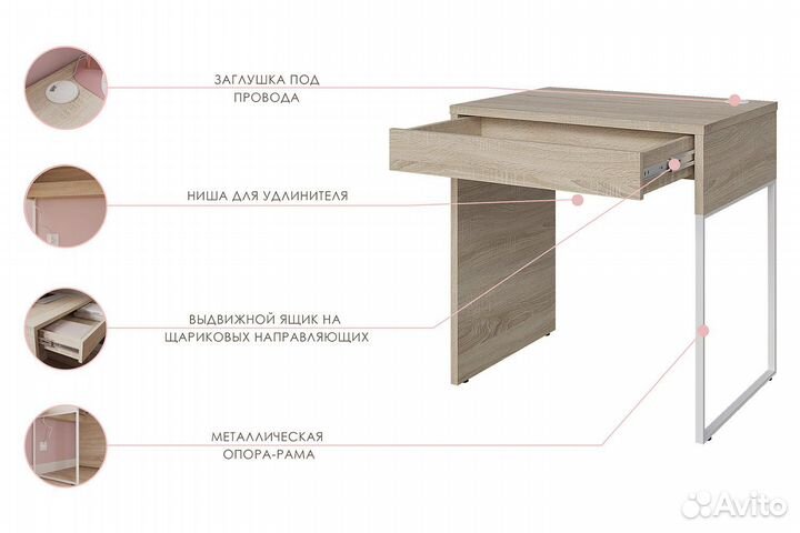 Стол копьютерный Оптима дуб сонома (Микке Икеа)