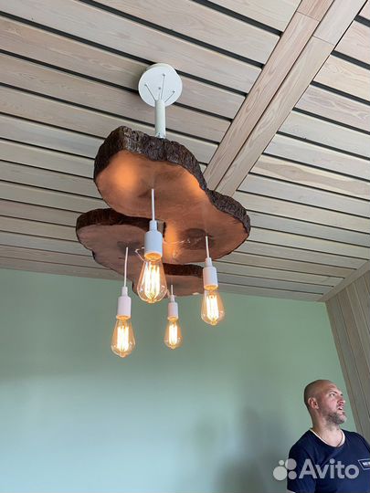 Светильник/люстра деревянная лофт массив груша