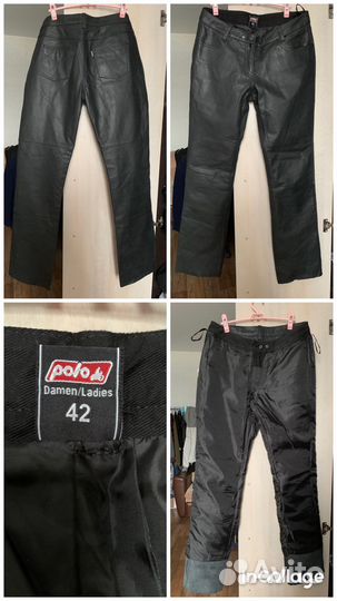 Натуральные кожаные мото брюки женские