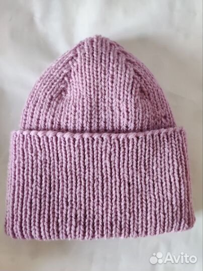 Шапка вязаная спицами ручная работа