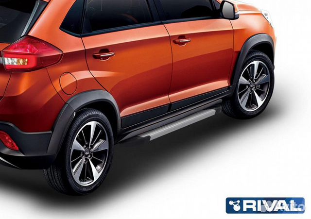 Пороги-подножки Chery Tiggo 2 2017-2020 Silver