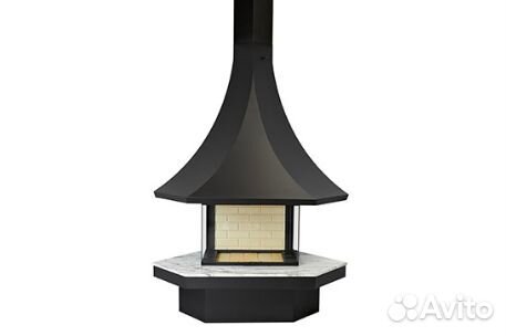 Камин дровяной угловой с остеклением