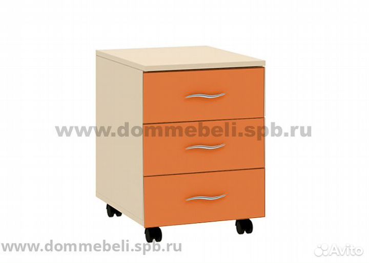 Тумба с 3 ящиками 24.2 Дельта дуб молочный/оранжев