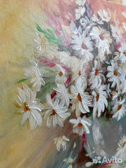 Ромашки 50/40, холст на подрамнике, акрил