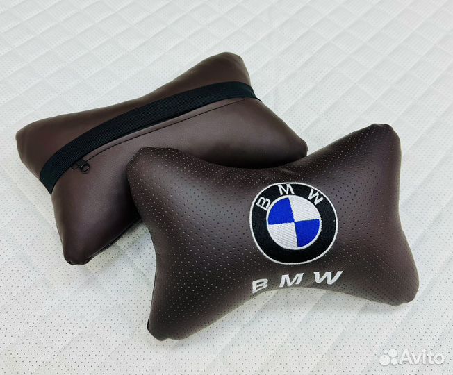 Подушки на подголовник BMW коричневые