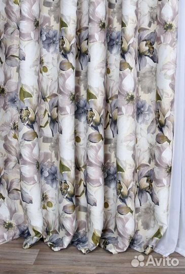 Шторы готовые, рогожка акварель