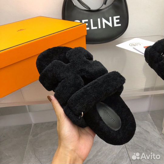 Босоножки с мехом женские Hermes