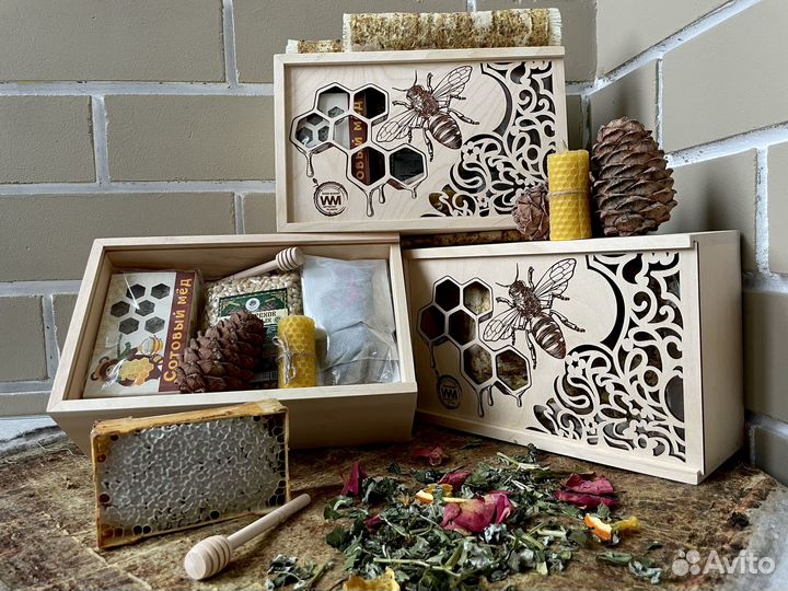 Подарочный набор травяной чай мед в сотах Алтай