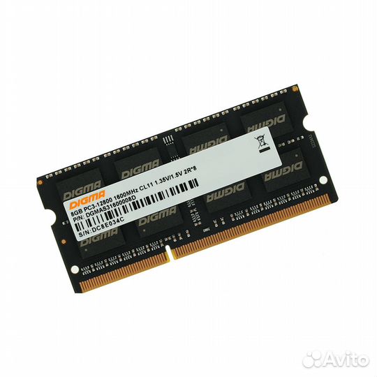 Модуль памяти DDR3 SO-dimm 8Gb 1600MHz Digma dgmas31600008D RTL