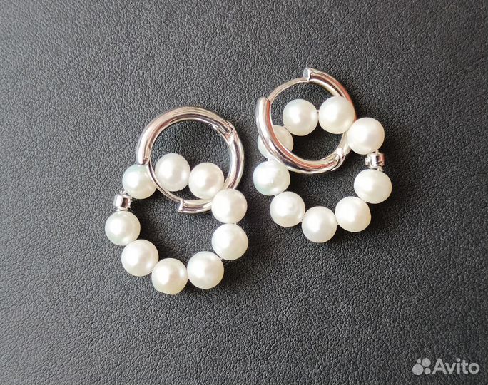 Серьги Конго натуральный Жемчуг и Лабрадор