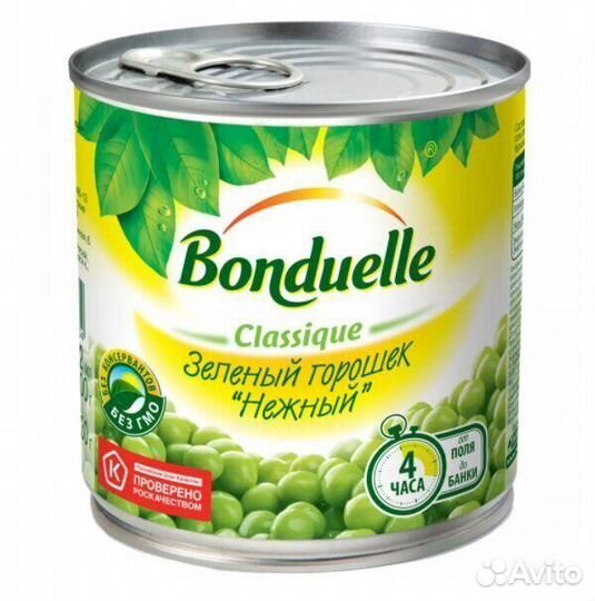 Горошек bonduelle зелёный нежный 400г