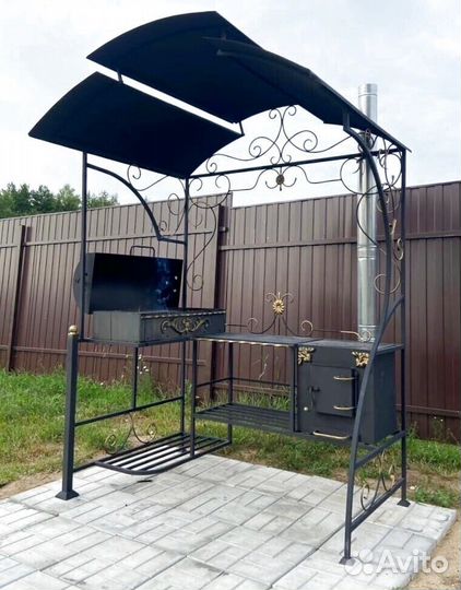 Мангал с печкой под казан