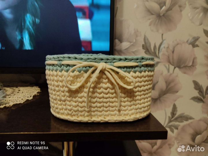 Корзина из трикотажной нити