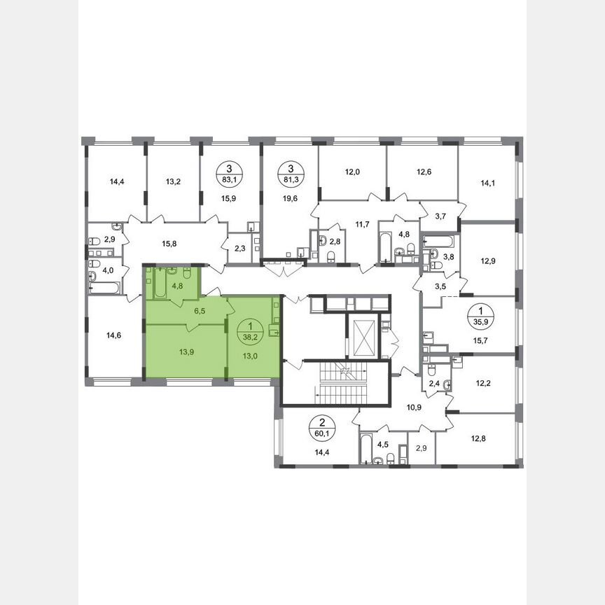 1-к. квартира, 38,2 м², 5/17 эт.