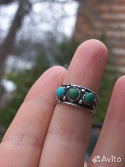 Кольцо серебро, натуральная бирюза, винтаж
