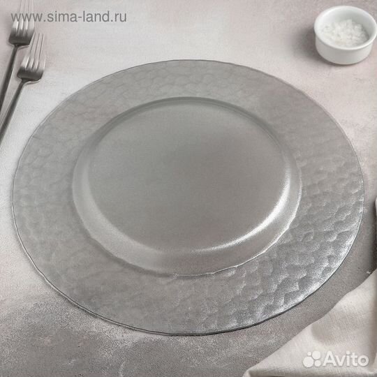 Тарелка подстановочная «Фишер», d35 см, цвет сереб