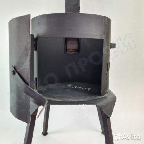 Печь для казана с дверцей и дымоходом. Толщина 3мм
