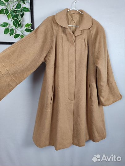Винтажное шерстяное женское пальто р.52