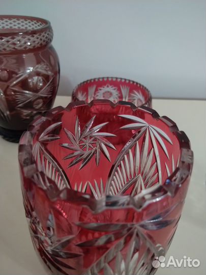 Вазы цветной хрусталь Германия, Чехословакия