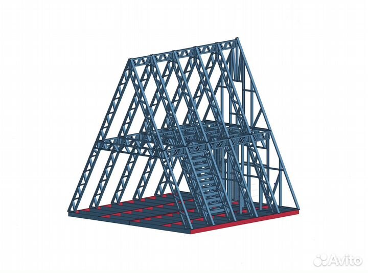 Лстк каркас двухэтажного дома в стиле А-фрейм